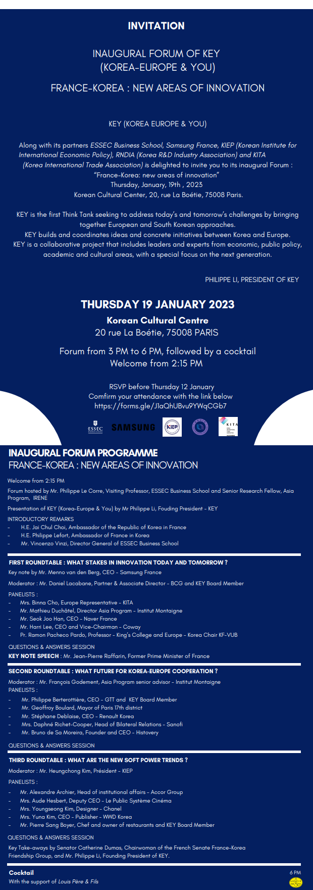 INAUGURAL FORUM OF KEY: France-Korea New Areas of Innovation 이미지